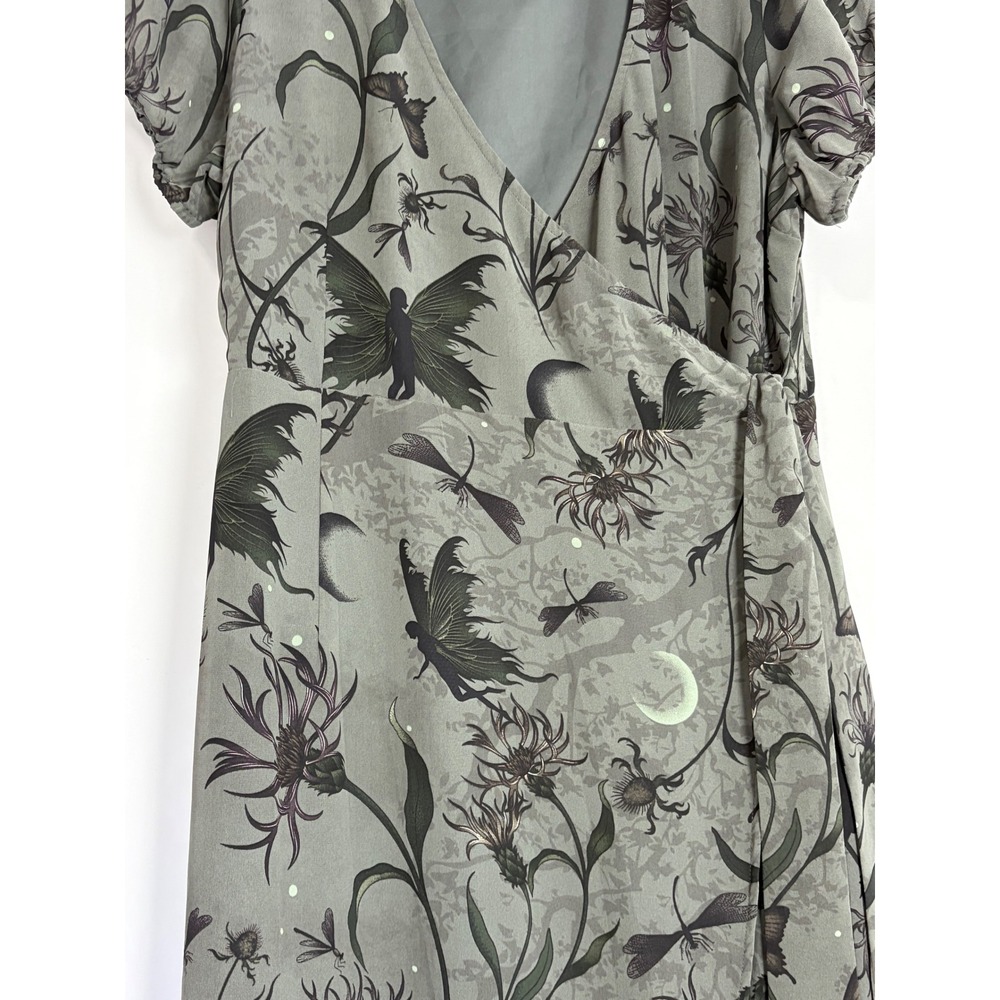 Disturbia Gloriana Floral Fairy Print Chiffon Midaxi Wrap Dress US 12 NEW Witchy - Picture 2 of 11